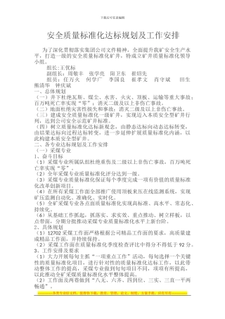 安全质量标准化达标规划及工作安1