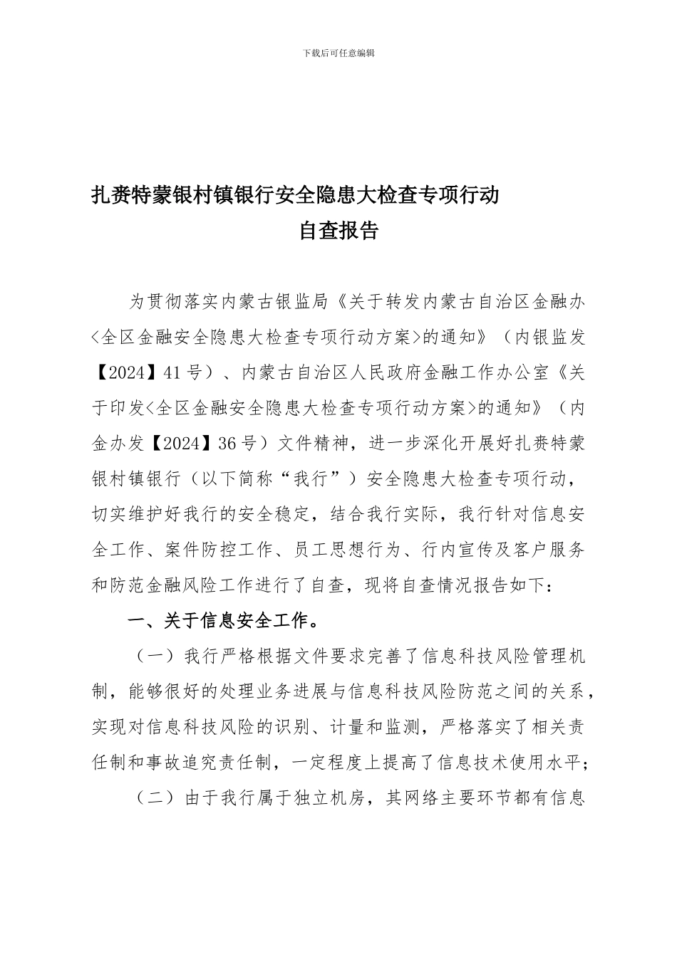 安全隐患大检查专项行动自查报告_第1页