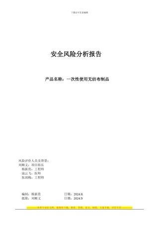 安全风险分析报告(无纺布