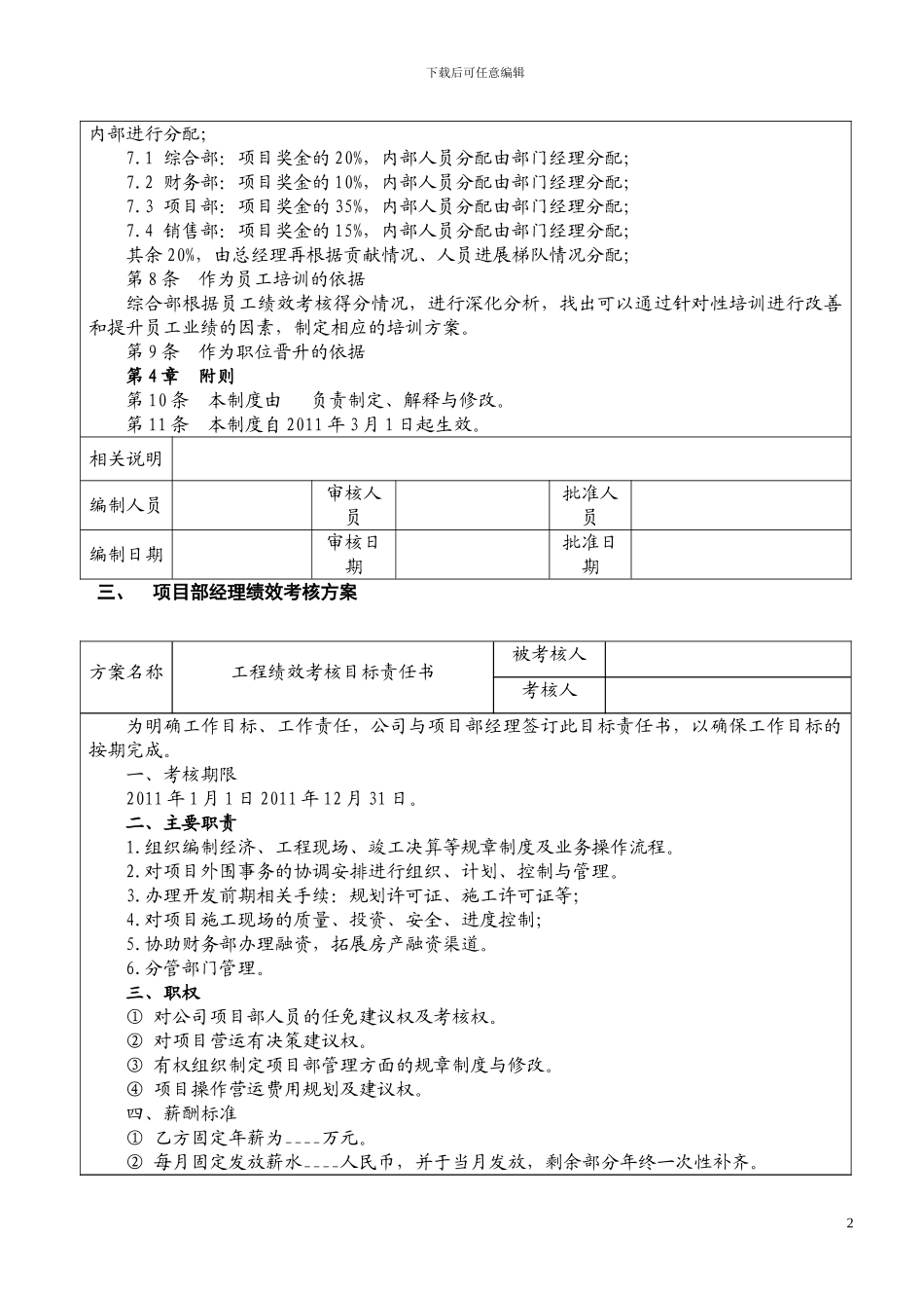 安徽真爱置业有限公司绩效考核办法_第2页