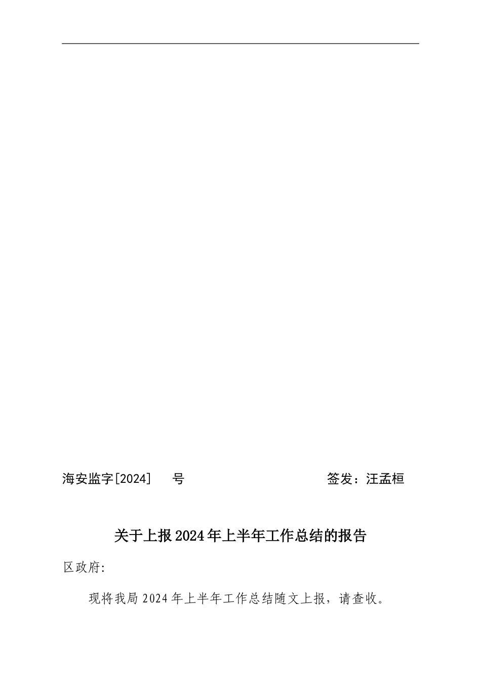 安监局2024年半年工作总结_第1页