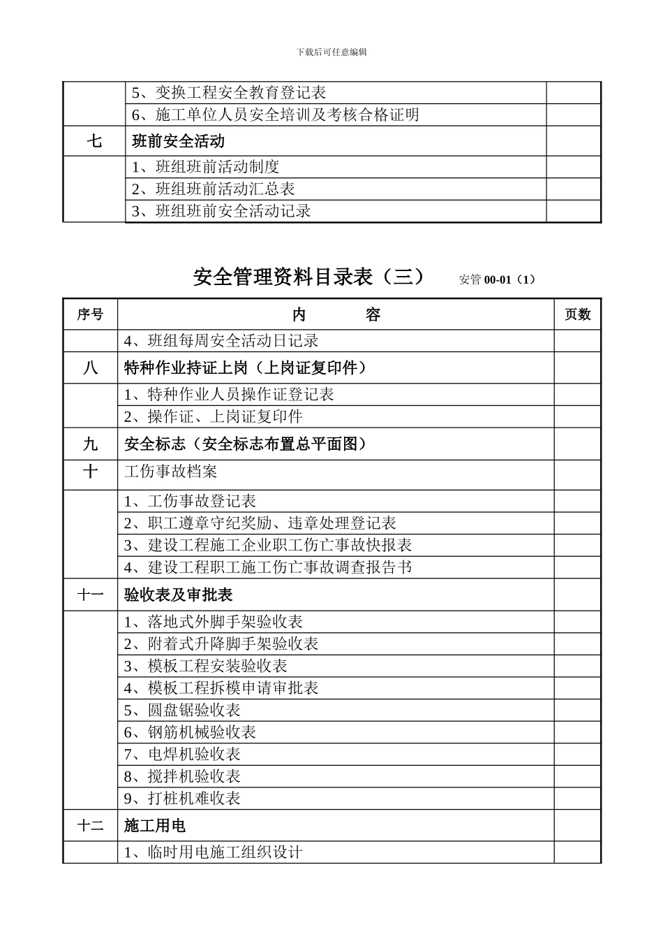 安管00-01安全管理资料目录表._第3页