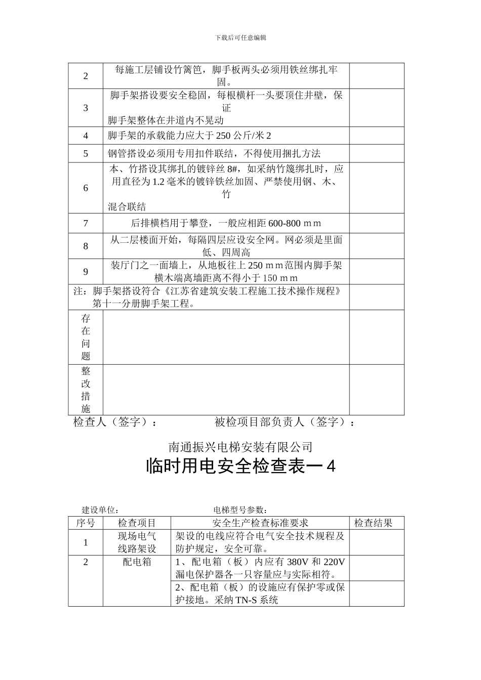 安装现场安全生产检查表._第3页
