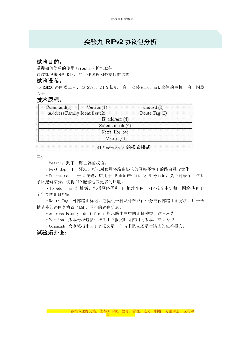 实验9-RIPv2协议包分析_第1页