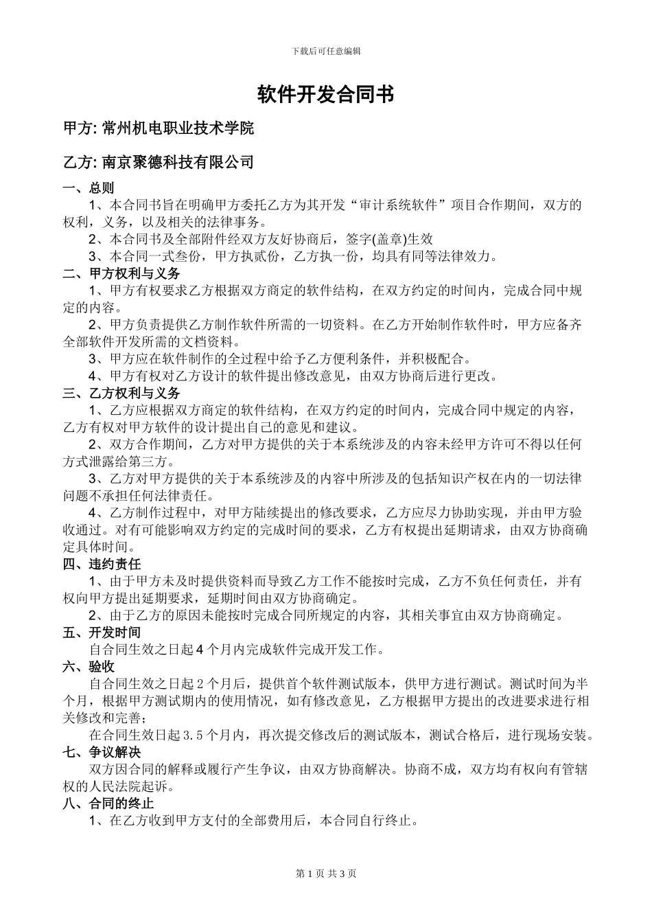 审计软件开发合同_第1页