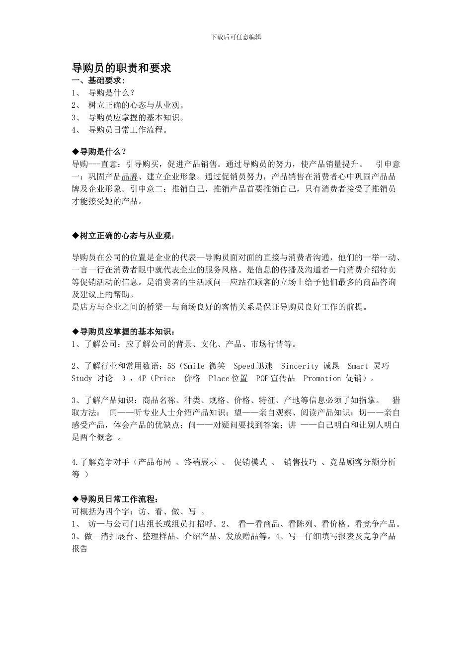 导购员的职责和要求_第1页