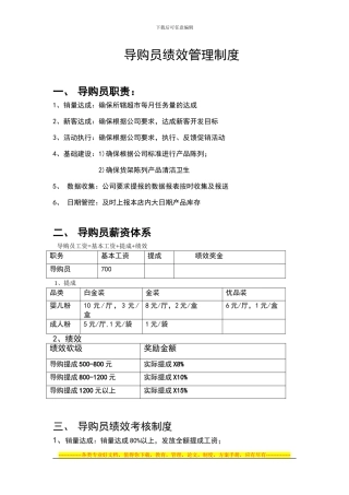 导购员绩效制度