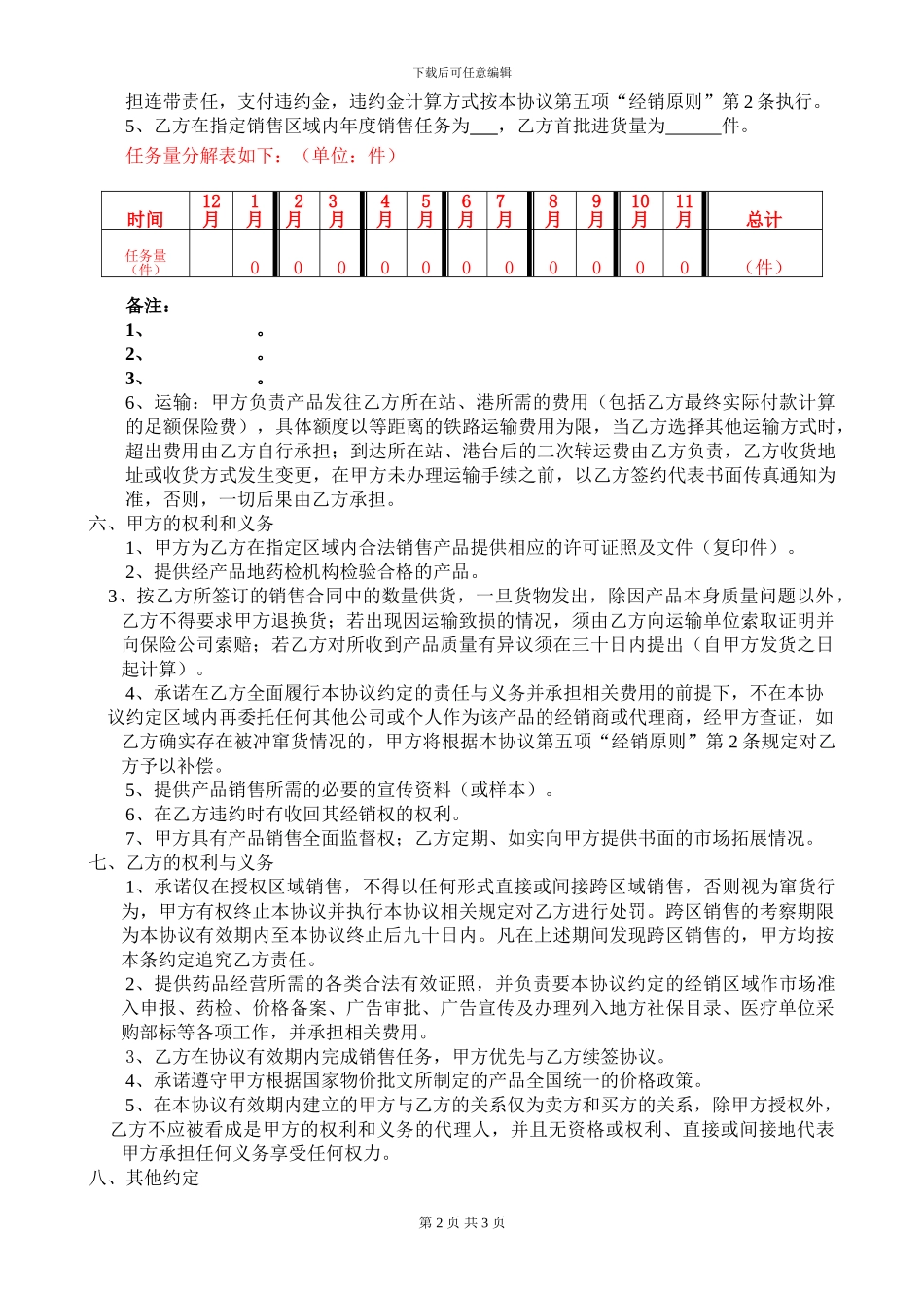 山西威奇达产品区域经销协议_第2页