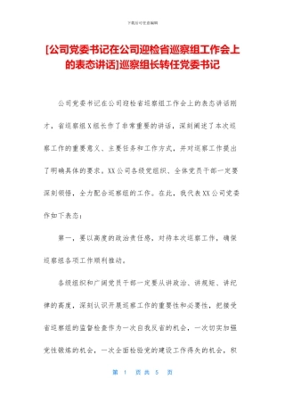 巡察组长转任党委书记(1)
