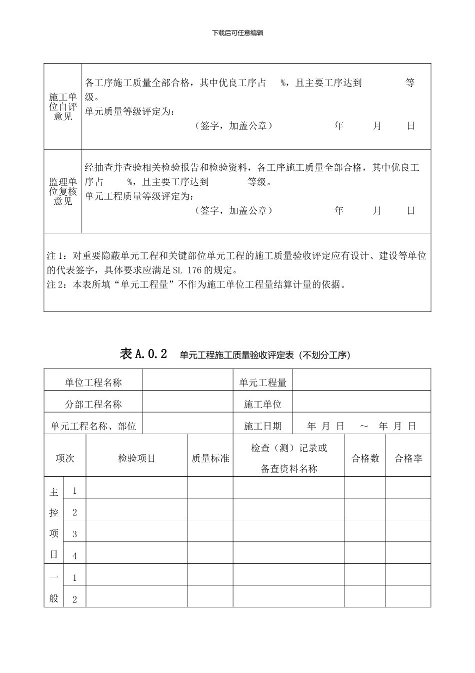 工序施工质量及单元工程施工质量验收评定表_第3页