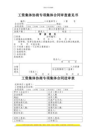 工资集体协商专项集体合同审查意见书