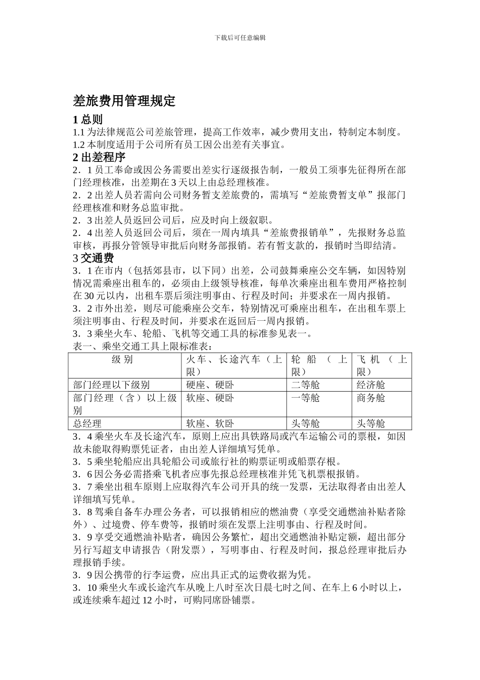 差旅费用管理制度_第1页