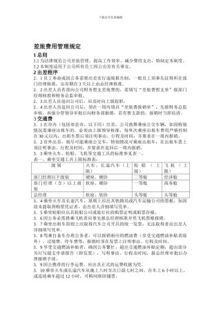 差旅费用管理制度