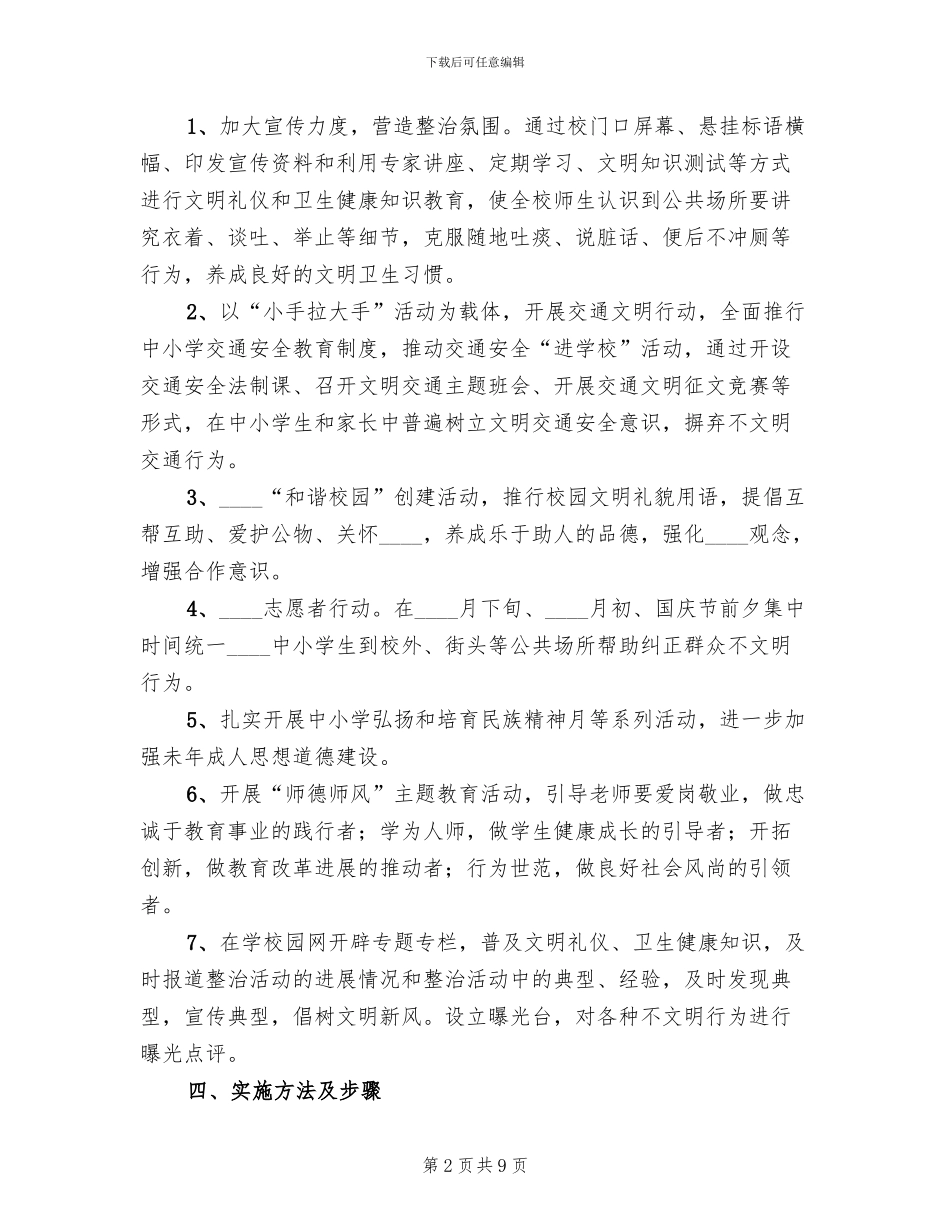 市不文明行为专项整治行动实施方案范文_第2页