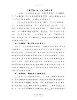 市审计局2024上半年工作总结范文