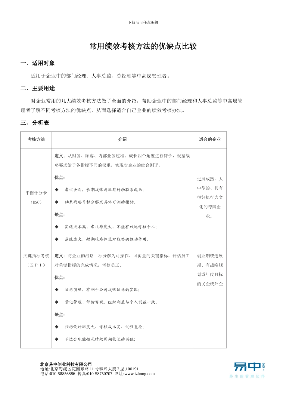 常用绩效考核方法优缺点比较_第1页