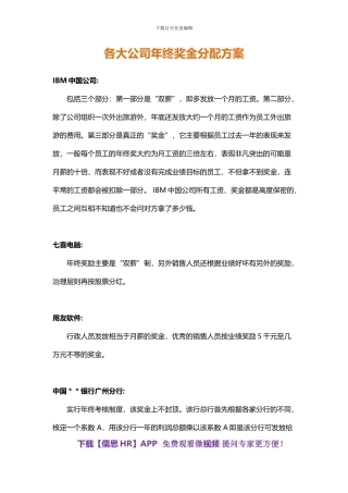 年终奖金分配方案