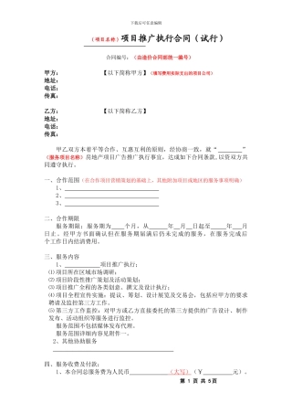 广告推广执行合同模板s