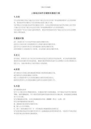 店铺股权奖励方案