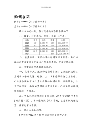建材材料购销合同