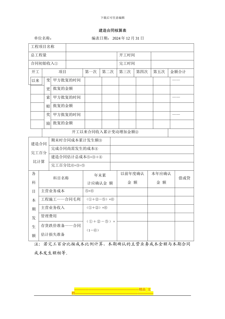 建造合同核算的程序及应用表格_第3页