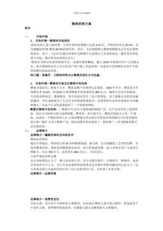 微商单品招商方案