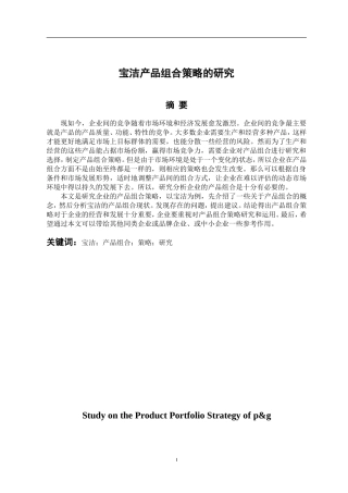市场营销专业 宝洁产品组合策略的研究