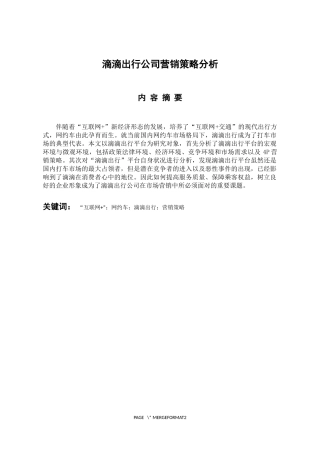 市场营销专业 滴滴出行公司营销策略分析