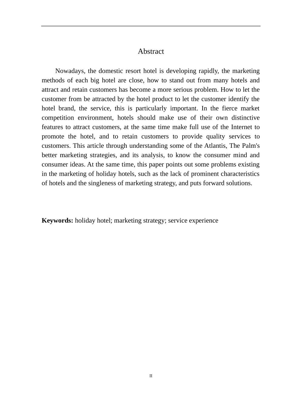市场营销专业 度假型酒店基于服务体验的营销策略研究_第3页