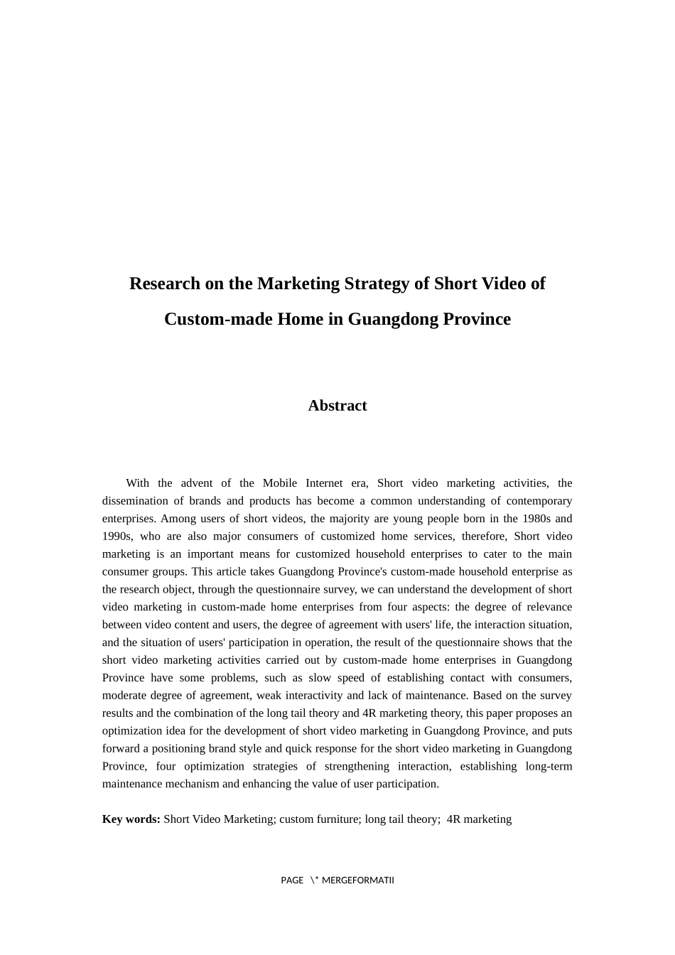 市场营销专业 广东省定制家居短视频营销策略研究_第2页