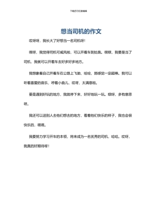 想当司机的作文