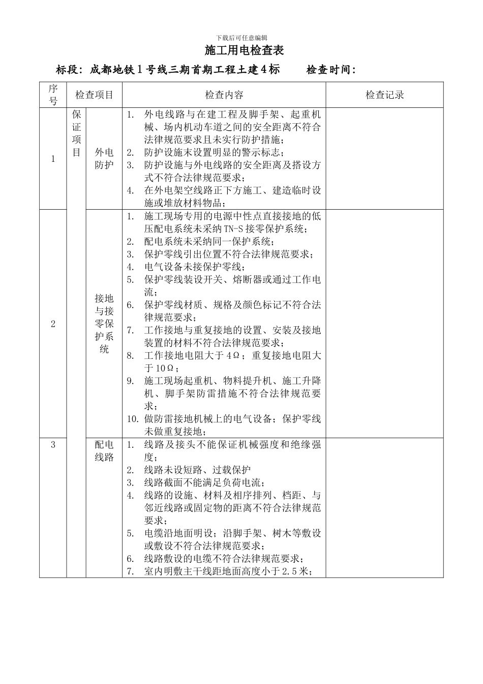 成都地铁1号线三期安全检查用表._第3页