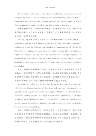 我的新年愿景英语作文