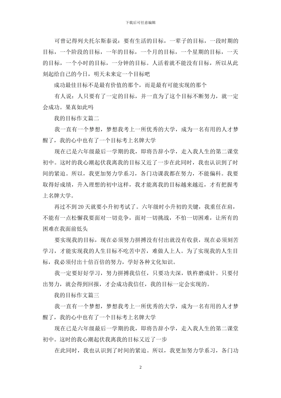 我的目标作文_第2页