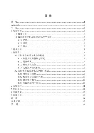 市场营销专业 沈阳城市品牌推广策划案