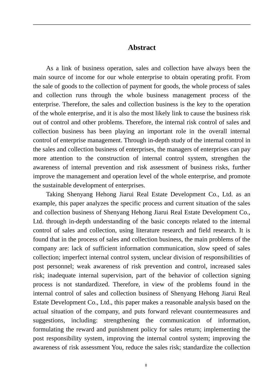 市场营销专业 沈阳和泓嘉瑞房地产公司销售与收款业务内部控制存在的问题及对策_第3页