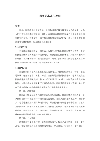 市场营销专业 微商的未来与发展