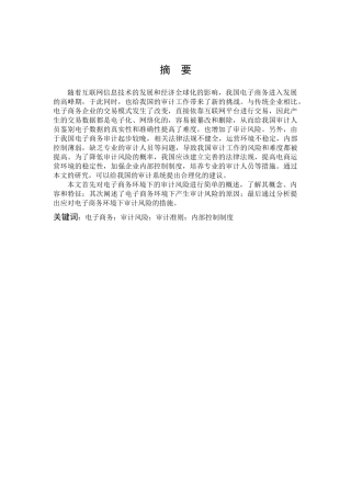 数学与应用数学-电子商务环境下审计风险的防范与控制论文