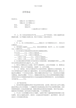 房产项目公司合作协议