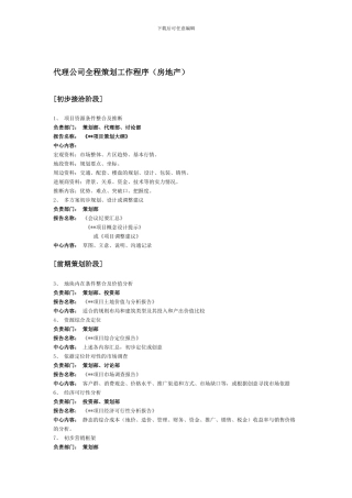 房地产代理公司全程策划工作程序