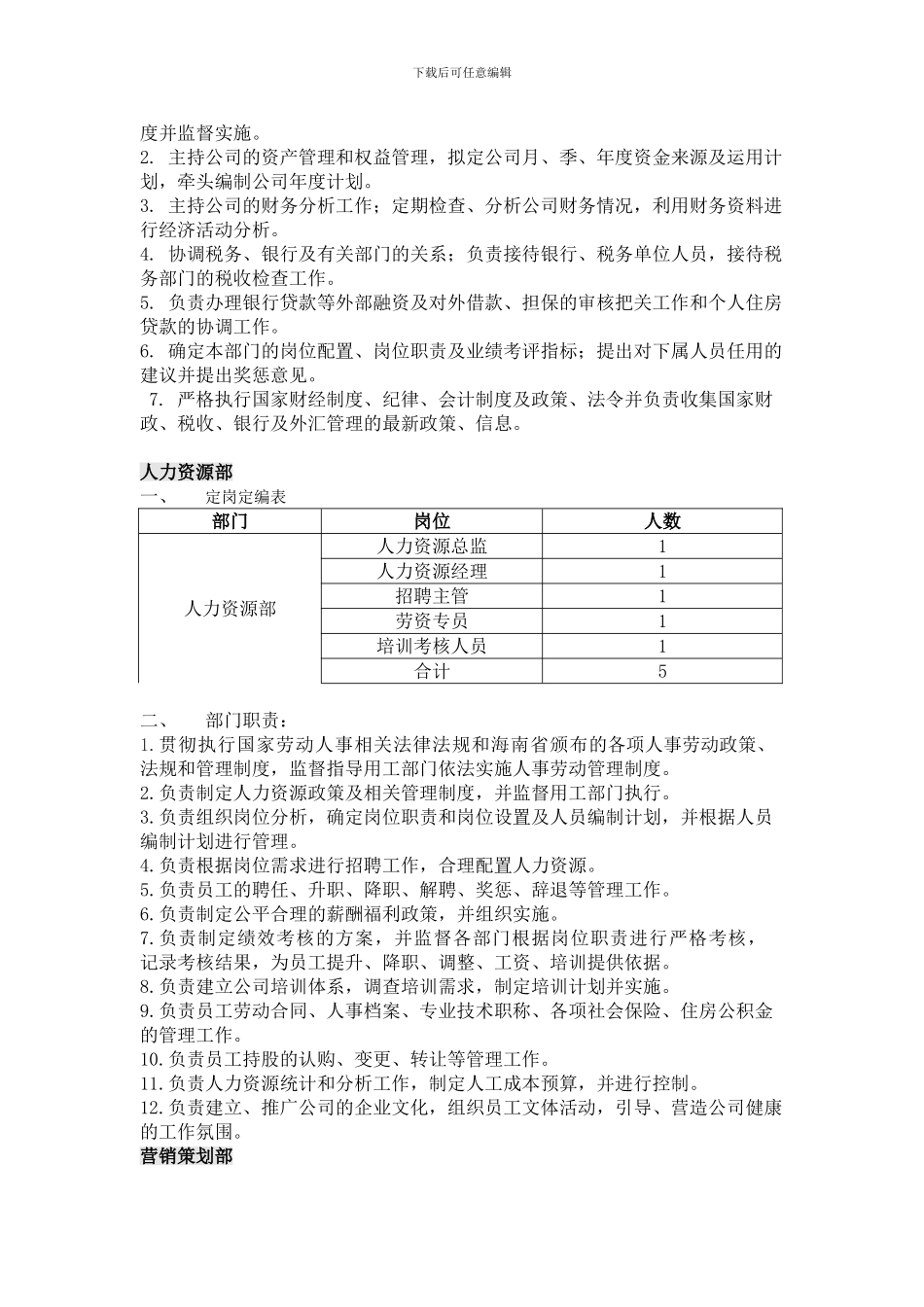 房地产公司各部门职责说明书_第3页