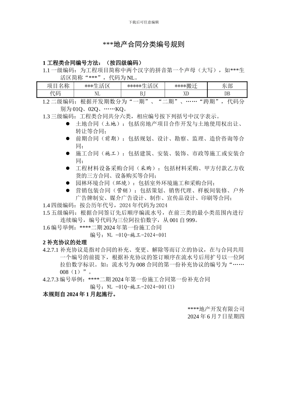 房地产公司合同分类编号规则_第1页