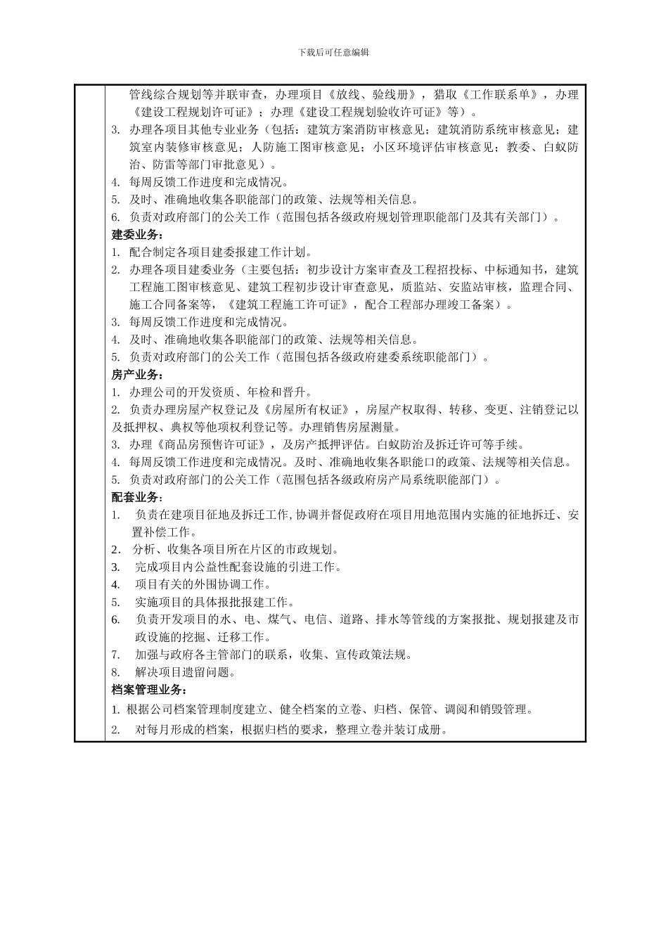 房地产公司项目开发部部门职能与岗位职责_第2页