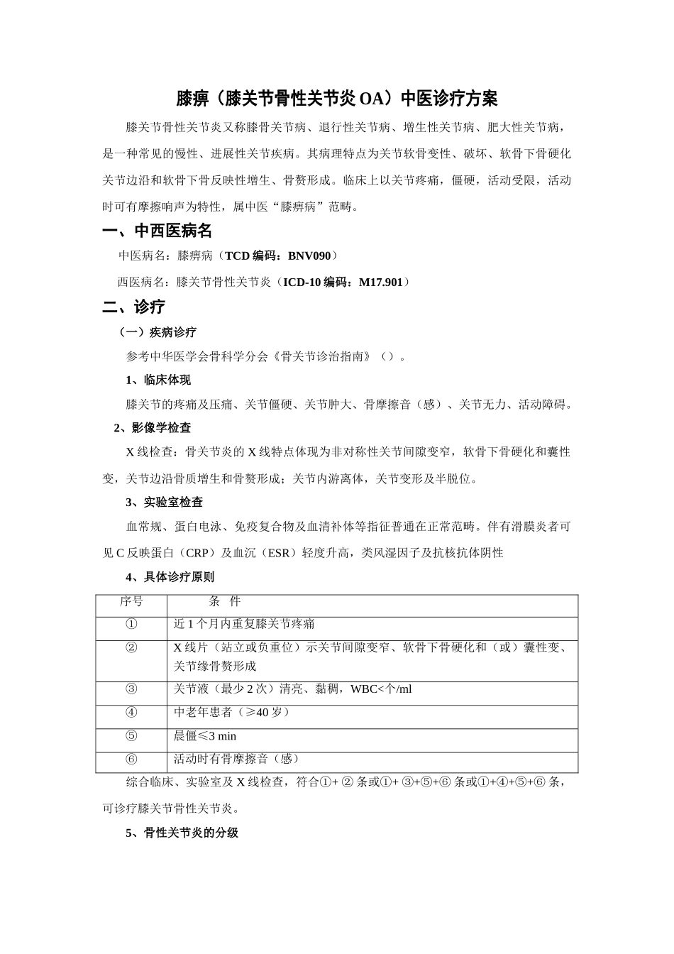2025年膝关节骨性关节炎中医诊疗方案_第1页