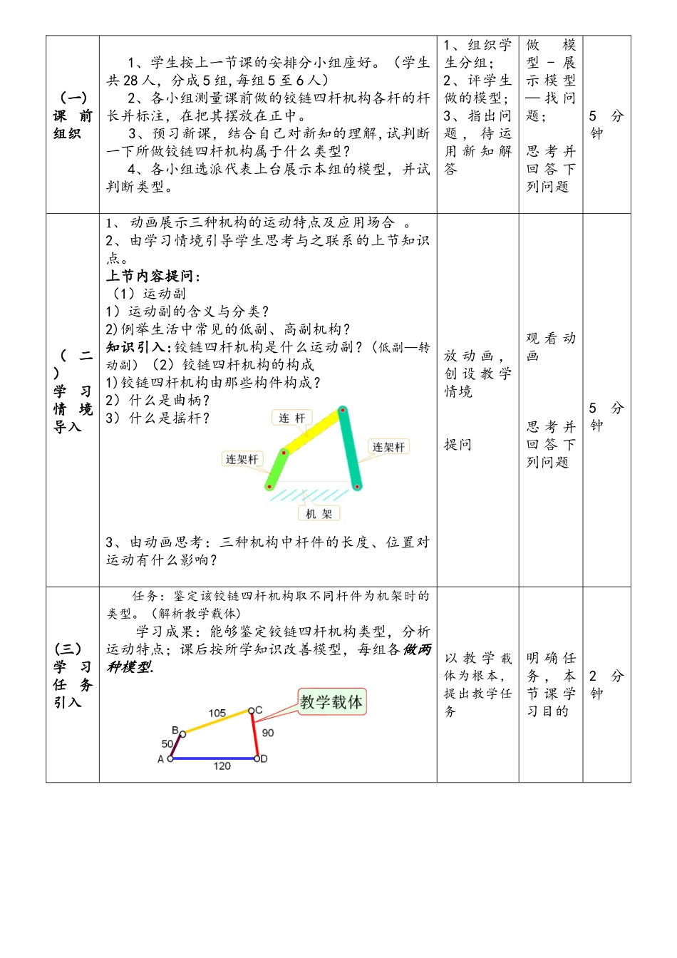 2025年铰链四杆机构教学设计_第2页