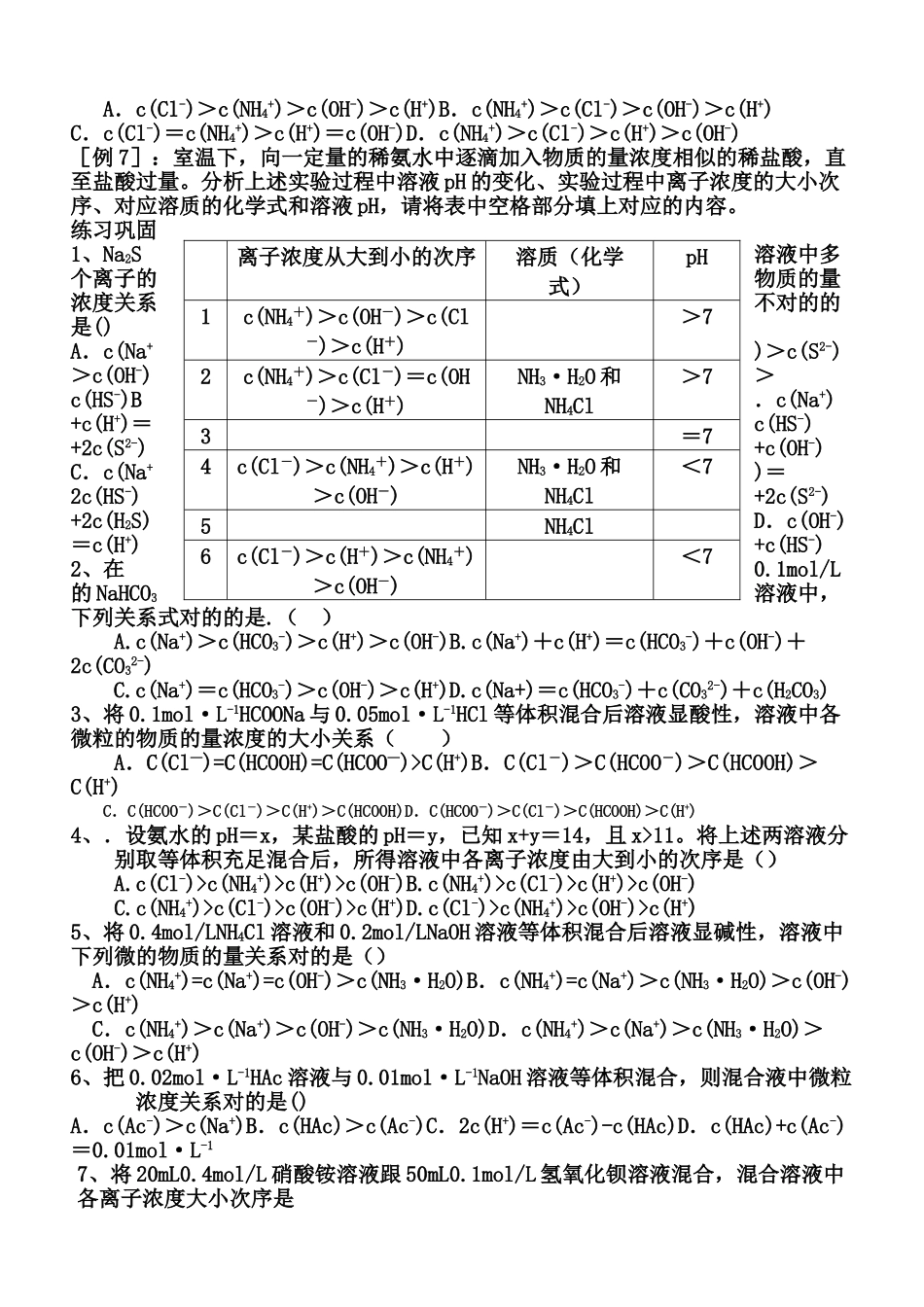 2025年溶液中离子浓度大小比较_第3页