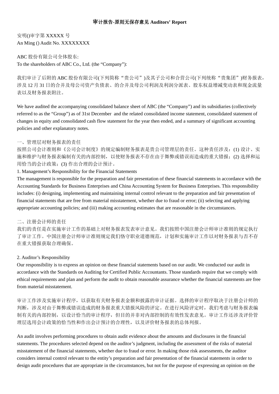 2025年中英文审计报告五种审计意见讲解_第1页