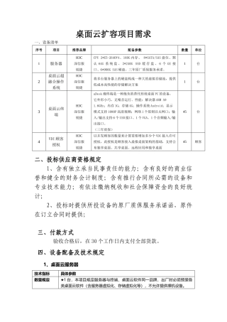 2025年桌面云扩容项目需求
