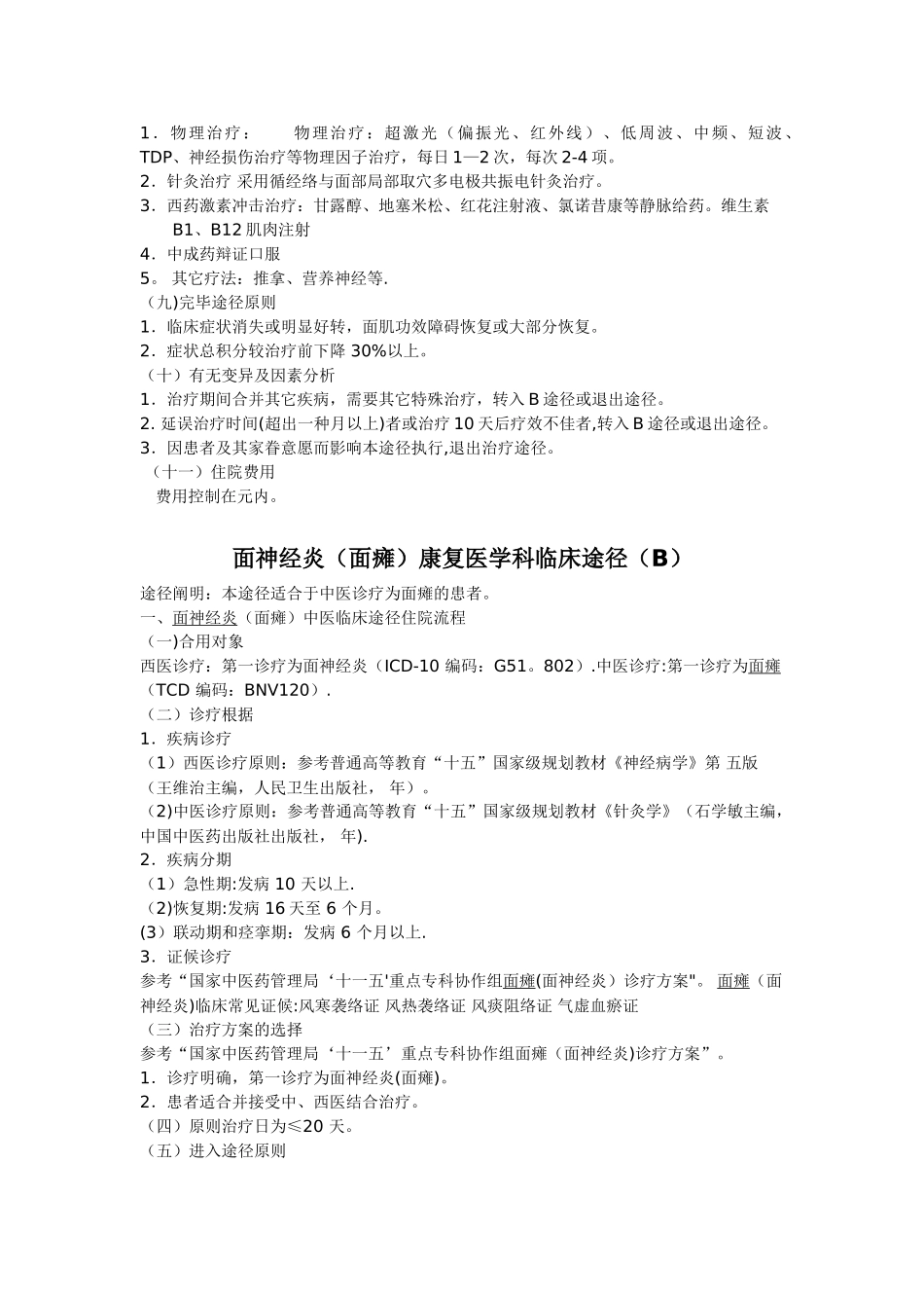 2025年面神经炎面瘫康复医学科临床路径_第2页