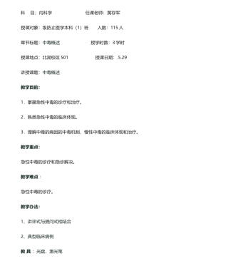 2025年中毒总论教案精